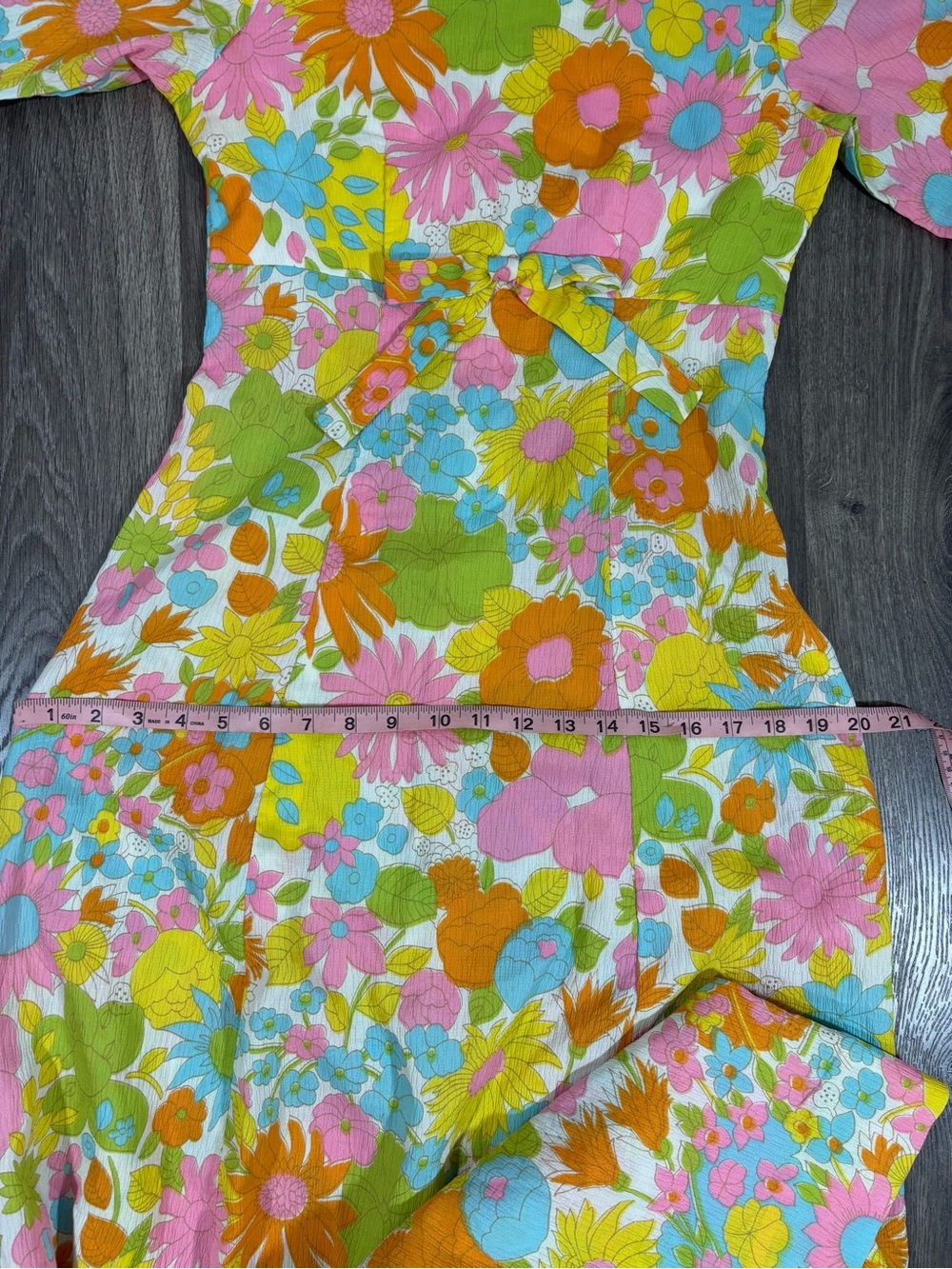 Vintage Floral Maxi Dress in Pink, Green & Orange - Picture 7 of 8